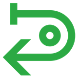 Grön pil som vänder och går tillbaka